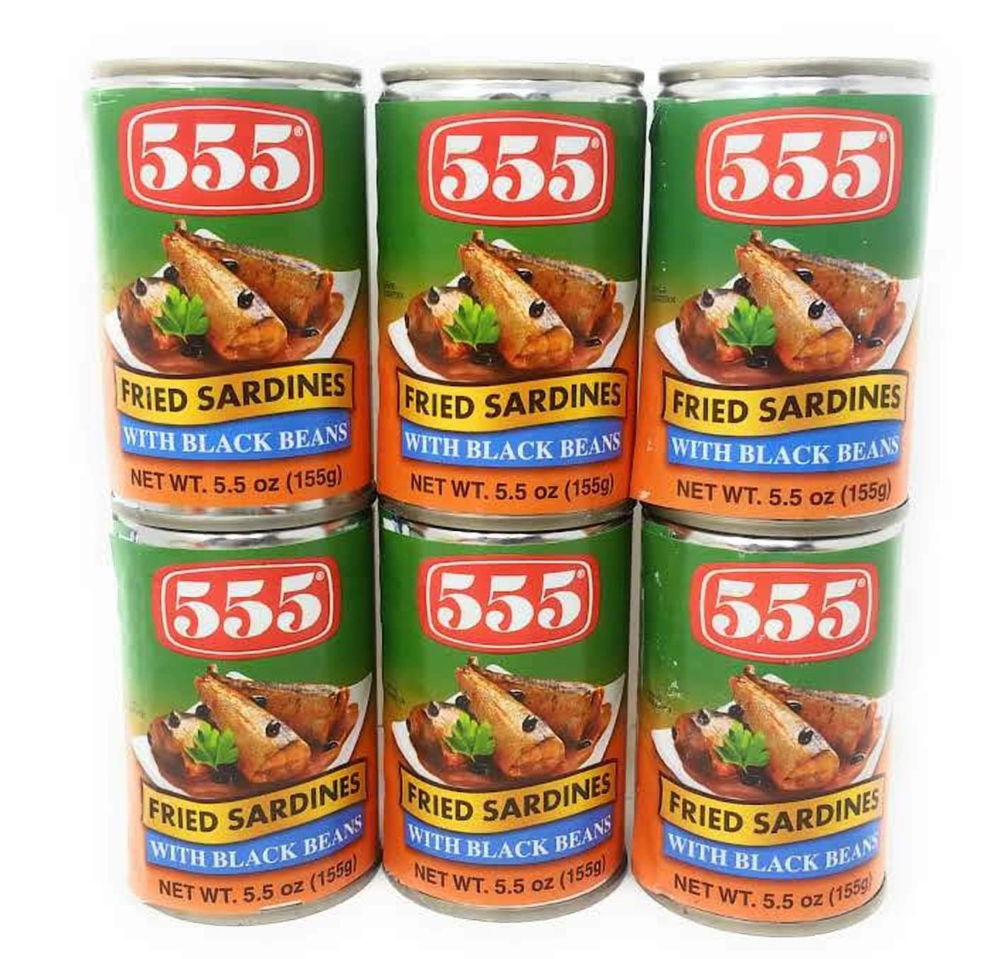 555 Fried Sardines with Black Beans 5.5oz (155g), 6 Pack