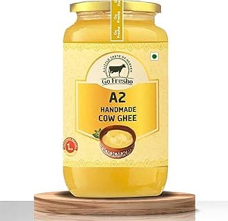 Go Fresho A2 Desi Cow ghee| Vedic Bilona Method|Pure, Natural & Healthy| 1000 ml Glass Bottle with spoon