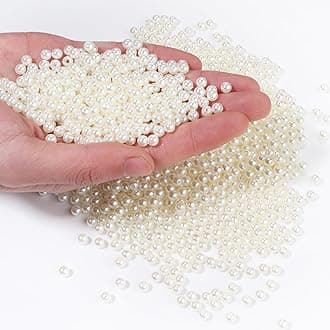 1500pcs Creamy White 5mm Pearl Beads with Hole Round Pearls for Crafting Loose Pearl Beads for Jewelry Making Fake Pearls Bead for Bracelets Necklaces Earrings Key Chains Accessories DIY