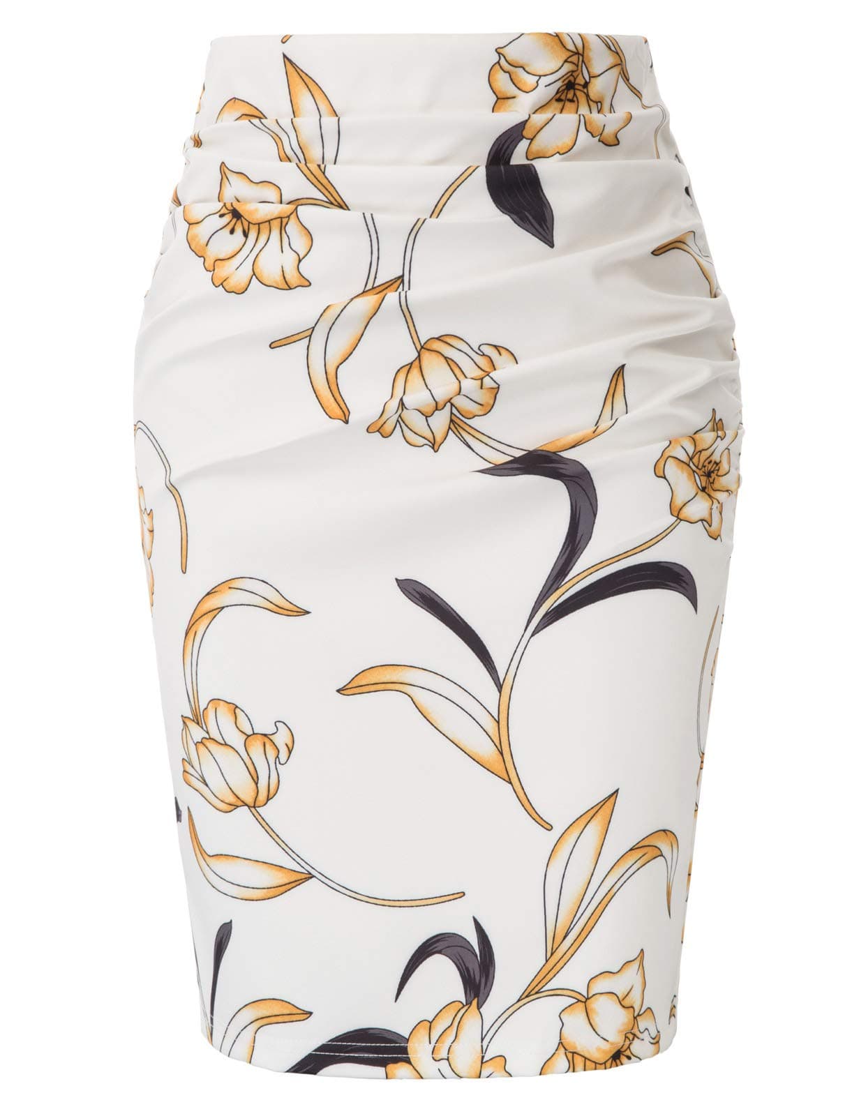 Women Vintage Ruched Front Bodycon Work Skirt