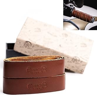 Motorcycle Handle bar Leather Grip Wraps - Universal Grips Accelerator Custom Cover wrap Set for Bike Handlebar (Cognac)