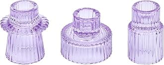 Vixdonos Set of 3 Glass Candlestick Holders