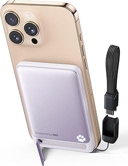 INIU Mobile Battery, MagSafe Compatible, 5,000 mAh, Thin, Qi2 Certified, 20 W Maximum Wired Output, 15W Wireless Charging, Magnetic Type, MagSafe Compatible, USB C Input/Output Compatible, Lightweight