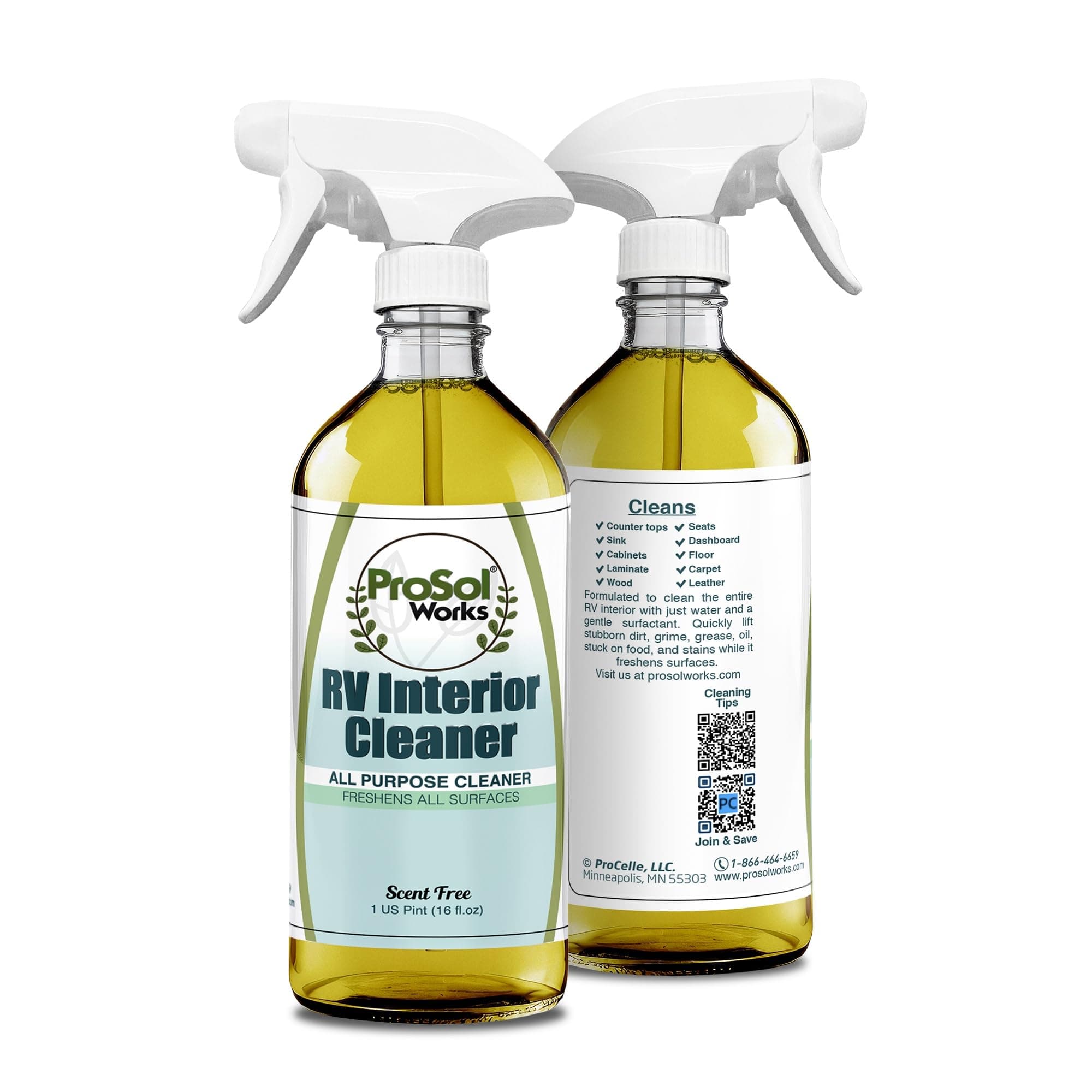 RV Interior Cleaner 16 oz - Camper All Purpose Cleaner for RVs, Toilet, Countertops, Flooring, Upholstery, Fabric, Leather & More - Natural Clean - Safe on All Surfaces