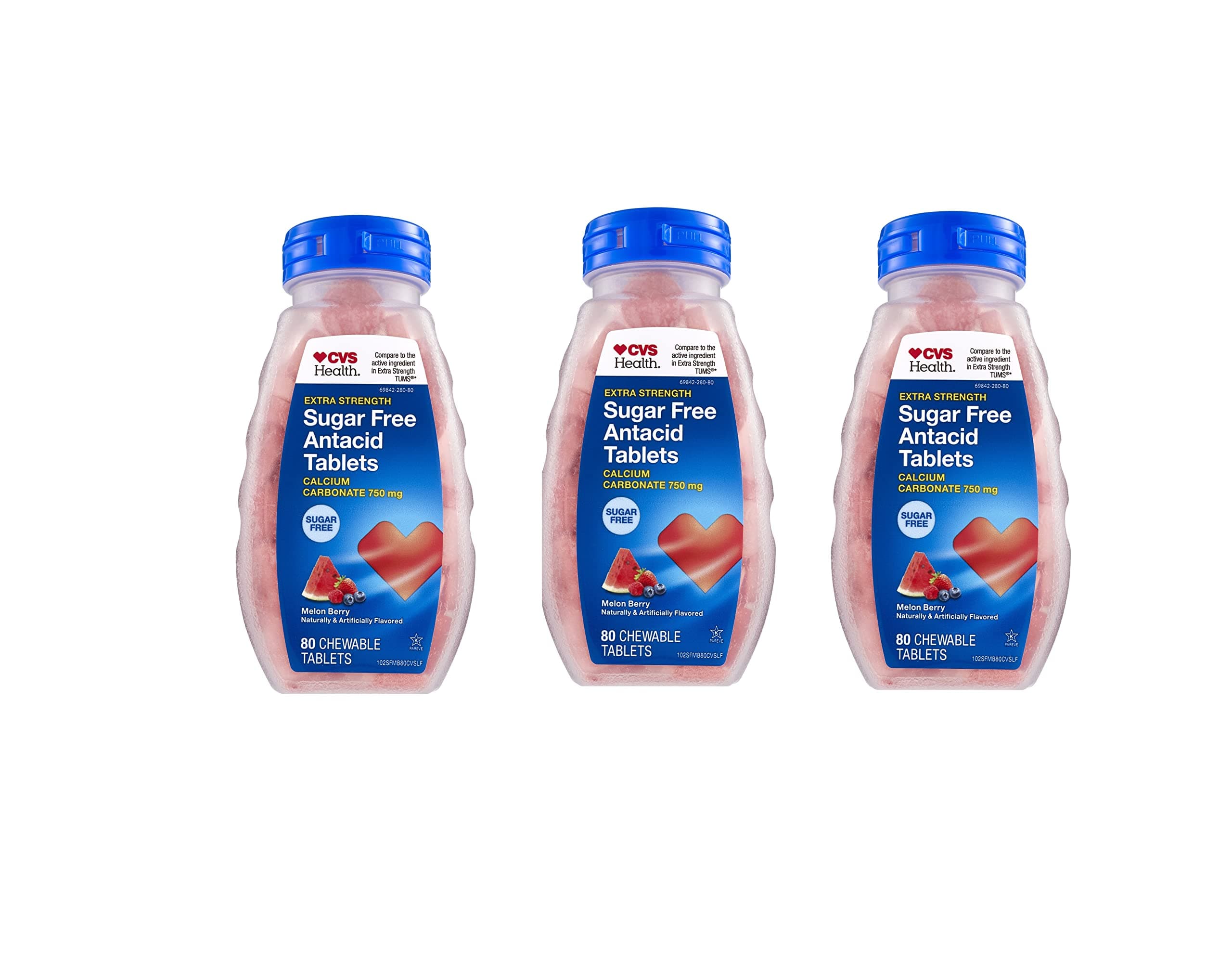 Extra Strength Sugar Free Antacid Tablets, 80CT Pack of 3