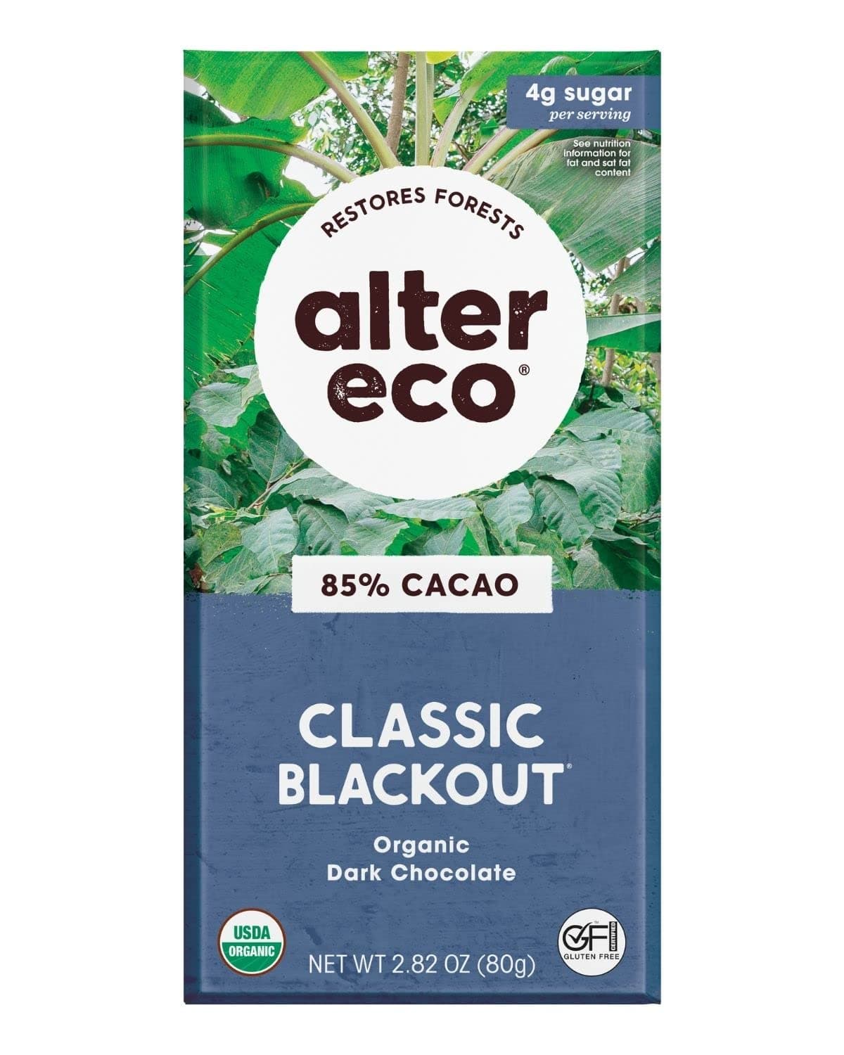 Alter Eco Dark Blackout Organic Chocolate 2.82Oz Bar