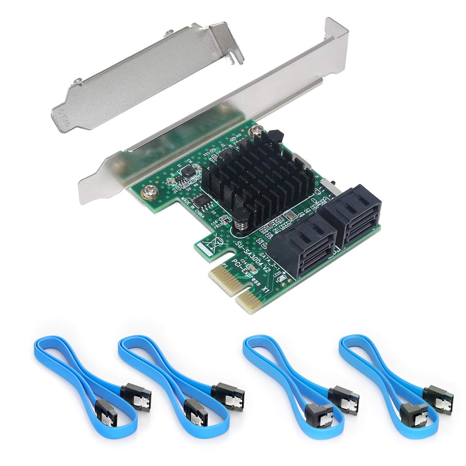 Ziyituod SATA Card with 4 SATA Cables, PCIe SATA Controller Expression Card with Low Profile Bracket,ASM1061+ASM1093 Chip Non-Raid, Boot as System Disk, Support 4 SATA 3.0 Devices(ZYT-SA3004)