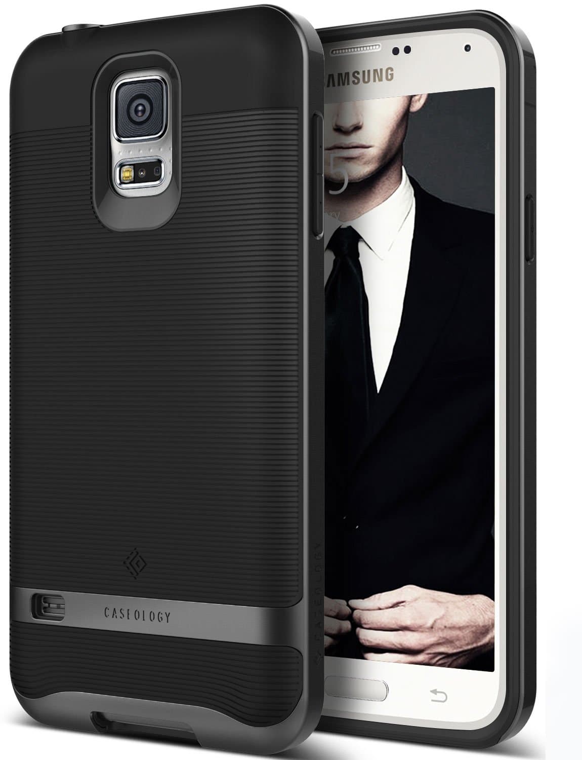 Caseology Wavelength for Galaxy S5 Case (2014) - Stylish Grip Design - Black