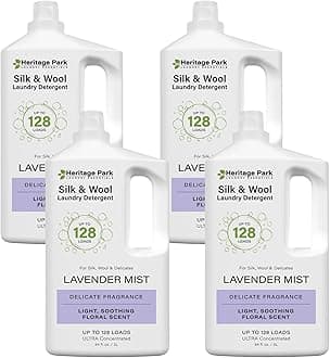 Heritage Park Silk & Wool All-Natural Lavender Mist Scent, pH-Neutral Laundry Detergent - Enzyme-Free, Concentrated Up to 128 loads per bottle (64 fl oz 4-pack)