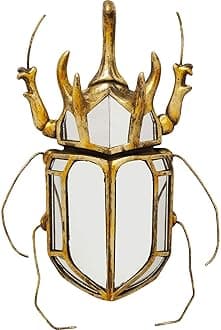 KAREBeetle Mirror Design Wall Decoration Gold Wall Decoration Beetle Glass Mirrored Handmade 39 x 25 x 6 cm (H x W x D)