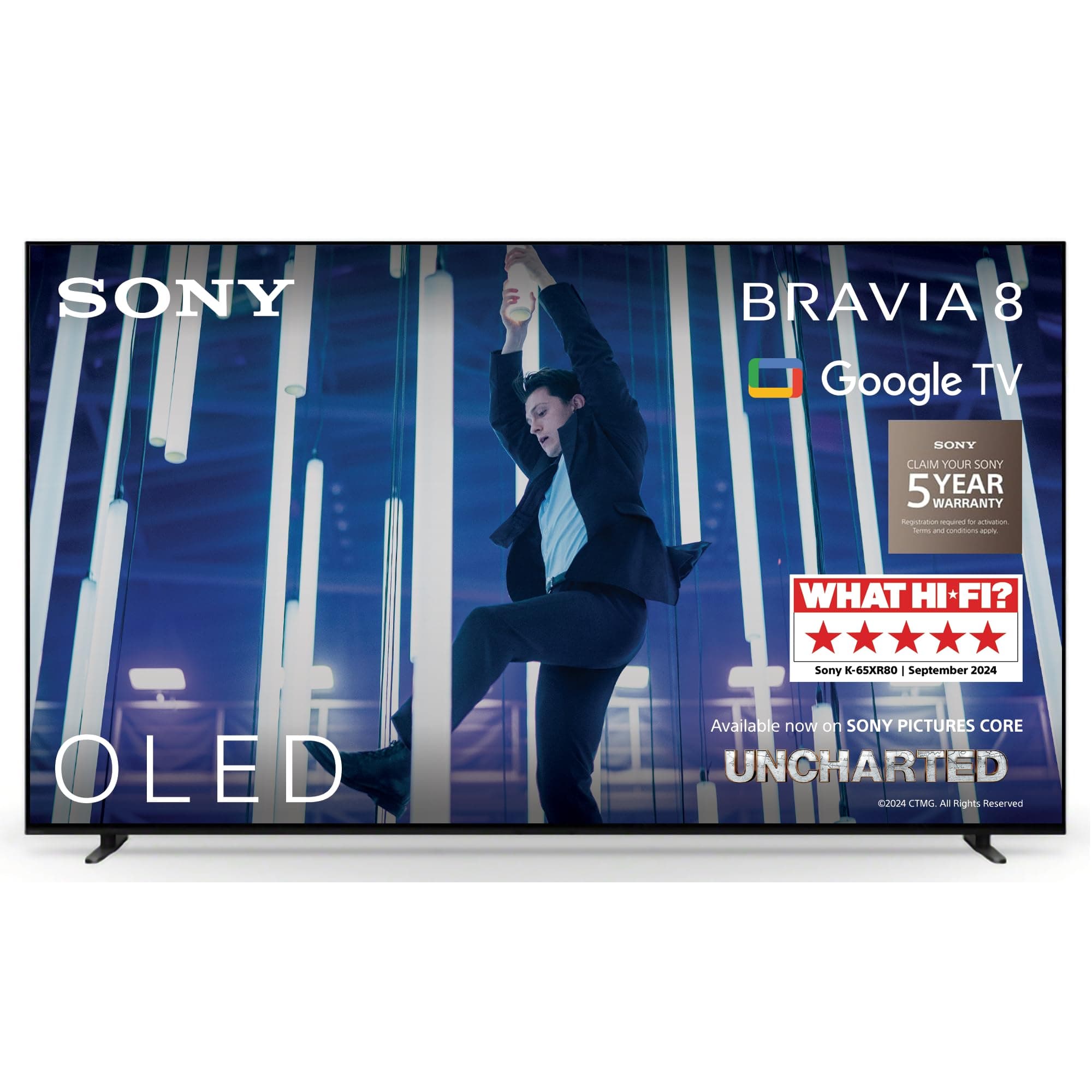 BRAVIA 8 OLED, K77XR80, 77 Inch 4K HDR Google Smart TV, Gaming Features for PlayStation 5 and IMAX Enhanced, Dolby Vision Atmos, Chromecast, Apple AirPlay, 120Hz, 5 Year Warranty