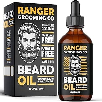 Fragrance Free Beard Oil & Leave in Conditioner, 100% Pure Natural for Groomed Beards, Mustaches, and Moisturized Skin 1 oz by Ranger Grooming Co by (Beard Oil)