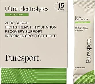 Puresport Ultra Electrolytes Hydration Citrus Salt (15 Pack), High Performance Sugar Free Electrolytes Powder, 1000mg Sodium, Optimise Hydration & Support Muscles, Travel-Friendly Format