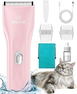 Oneisall Pet Clipper for Cat Matted Hair, Quiet Cordless Shaver for Long-Haired Cats