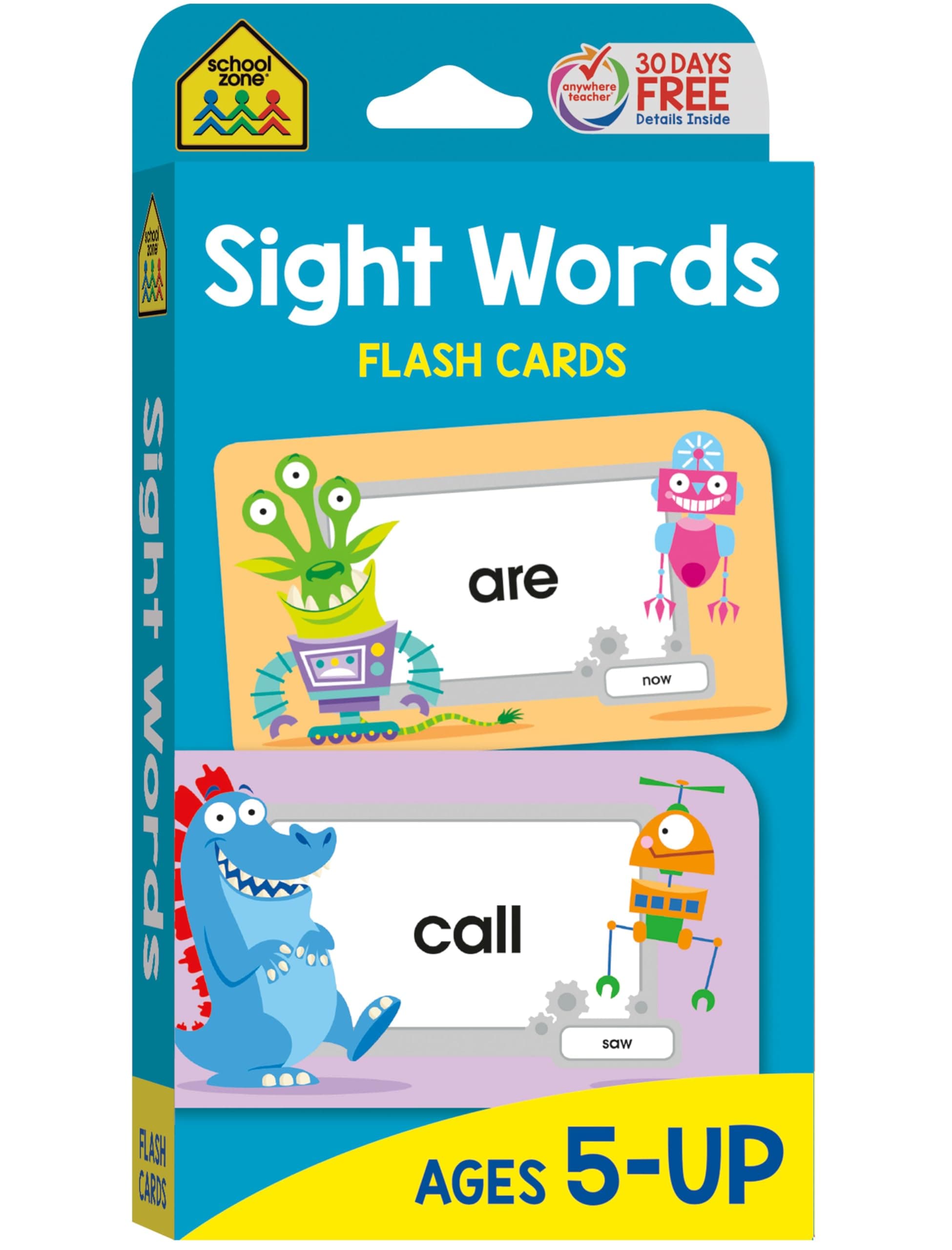 School Zone - Sight Words Flash Cards - Ages 5 and Up, Kindergarten to 1st Grade, Phonics, Beginning Reading, Sight Reading, Early-Reading Words, and More
