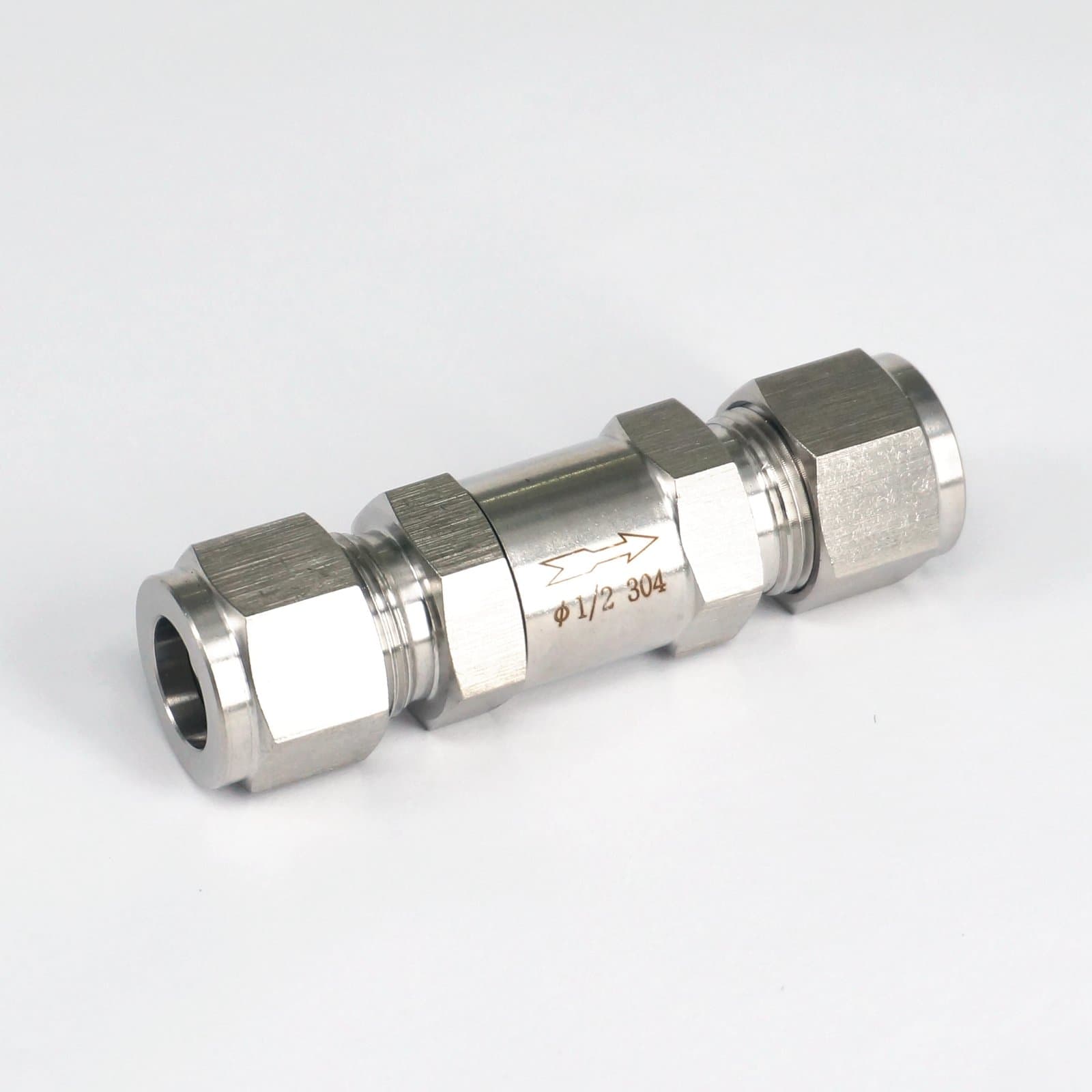 Fit 1/2" OD Tube 304 SS One Way Check Valve Non-return in Line Compression Valve