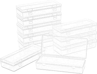 LJY 10 Pieces Rectangular Empty Mini Clear Plastic Organizer Storage Box Containers with Hinged Lids (6.1 x 2.6 x 1.2 inch, Transparent)
