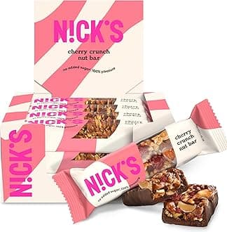 - NICKS Keto Nut Bar Cherry Cashew Almond Chocolate, Keto Snack with 2g Sugar & 5g Net Carbs – Low Carb, High Flavor Protein Snack for Sports, Hiking & On-the-Go (pack of 12) 40.0 grams