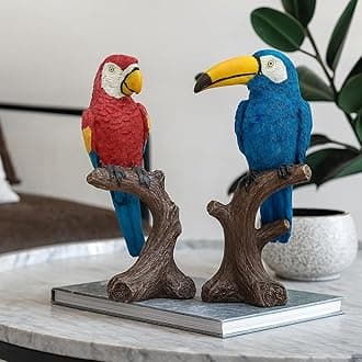 Parrot Love Couple Vastu Bird Figurine Showpiece Sitting on Tree for Home Decor (Pack of 1, Multicolor)