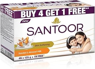 Sandal and Almond Milk Soap 125g (Pack of 5)(Buy 4 Get 1 Free)