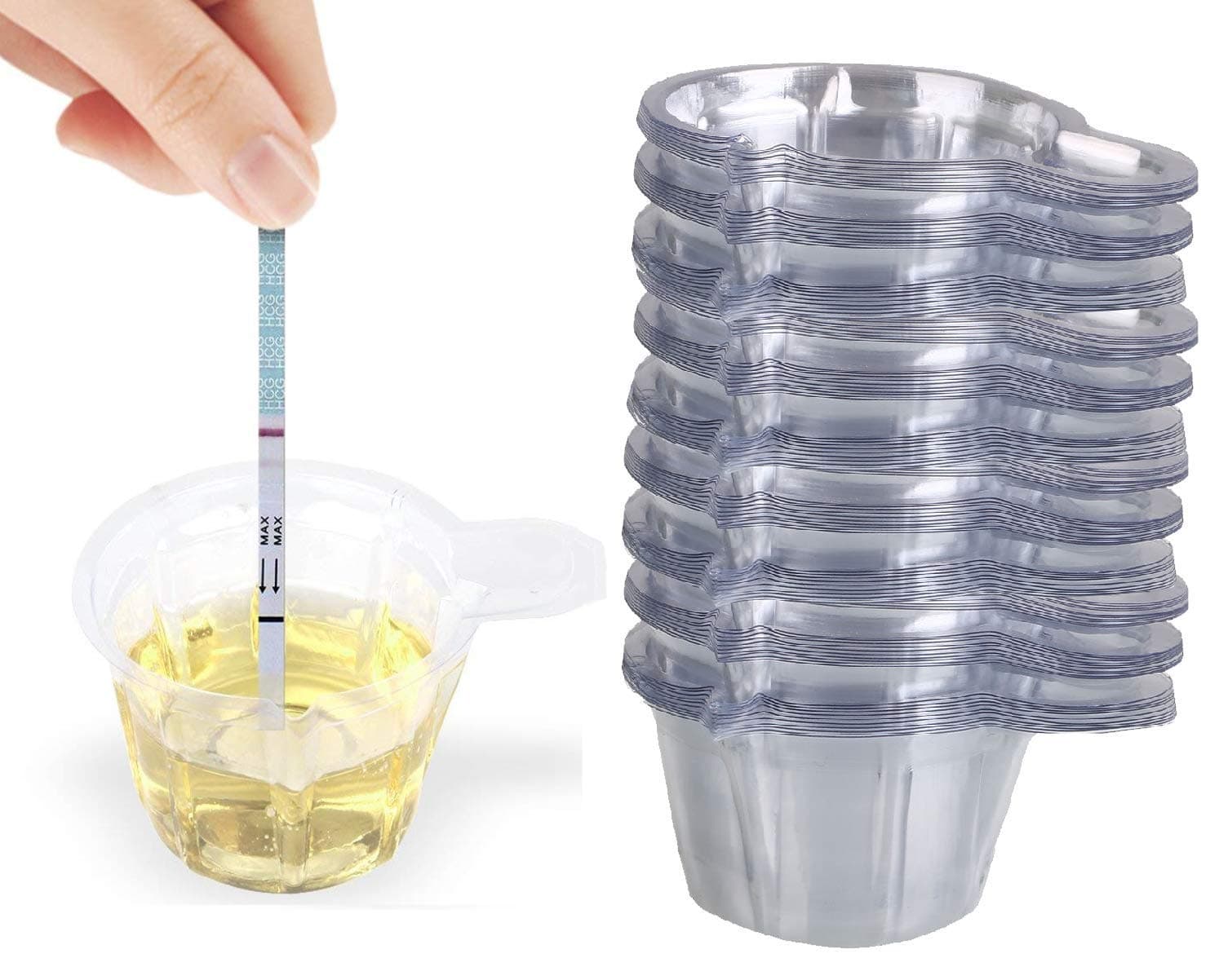 100-Pack Weran 40ml Urine Cups, Plastic Disposable Easy to Collect Urine Specimen Cups for Pregnancy Test/Ovulation Test/pH Test