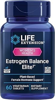 Estrogen Balance Elite, Menopause Support Supplement, Hormone Balance, hot Flashes, Night Sweats, Vaginal Dryness, Gluten-Free, Non-GMO, Vegetarian, 60 Tablets.