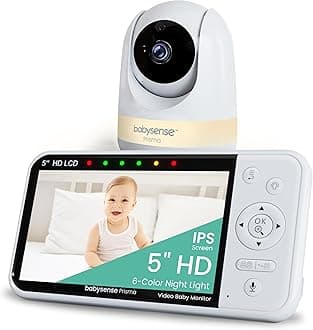 Prisma Baby Monitor with Camera and Audio, 5” HD Video Baby Monitor, 6-Color Night Light, Split Screen, Baby Sound Machine with White Noise & Lullabies, Secure No WiFi