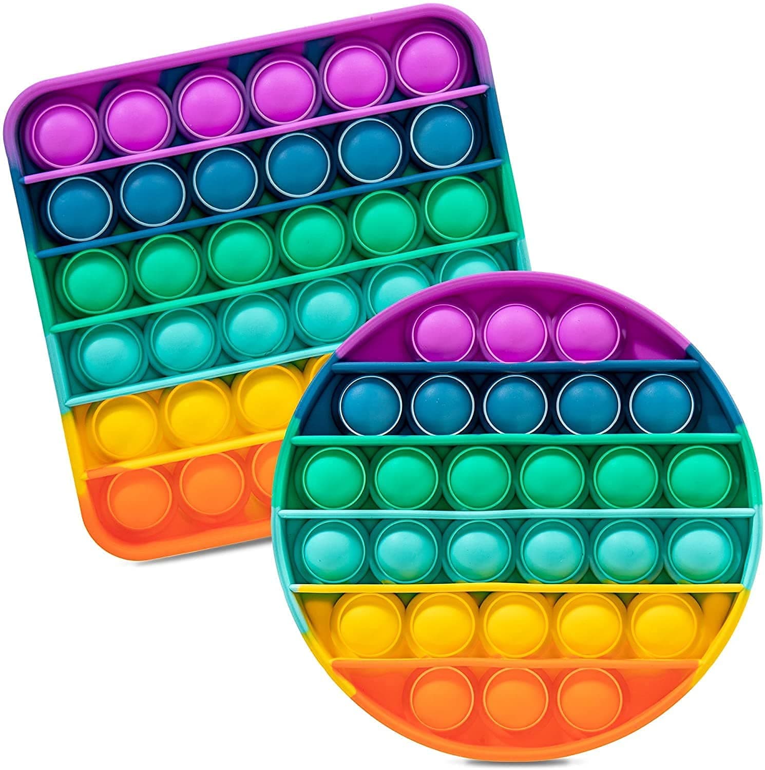 B&K Push pop Bubble Sensory Fidget Toy, and Autism Special Needs Stress Reliever Anxiety Relief Toy, Silicone Squeeze Sensory Toys for Kids and Adults (CIRCLE & SQUARE)