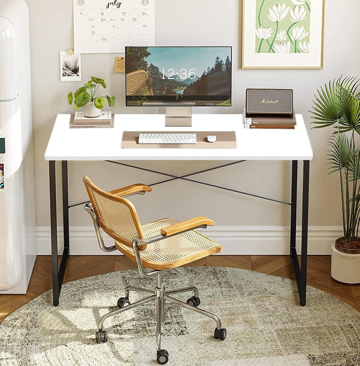 QARA Wood, Laminated Study Desk, (36" x 24") inches, Home Computer Desk, Office Desk, Desk, Laptop Desk, Office Desk with Round Corners (White)