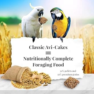 LAFEBER'S Classic Avi-Cakes Pet Bird Food, Made with Non-GMO and Human-Grade Ingredients, for Macaws & Cockatoos, 1 lb