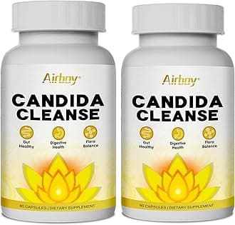 Airboy Candi Support,Gut Colon Cleanse Detox for Women & Men,Candi Support with Oregano Leaf, Caprylic Acid，Wormwood, Black Walnut-60 Counts x 2 Pack