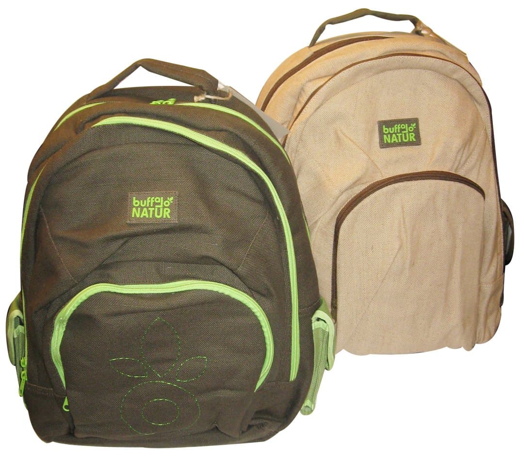 Buffalo Natur Jute Fabric Backpack, Green/Stone