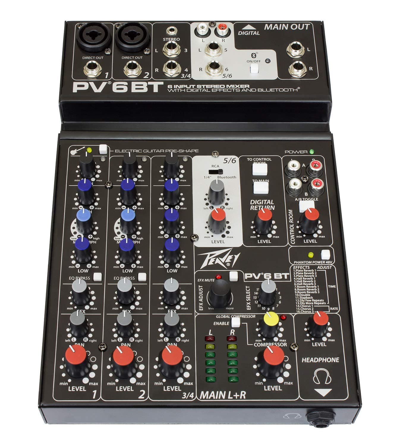PV6BT DJ Mixer, 6 Channel With Bluetooth, Small