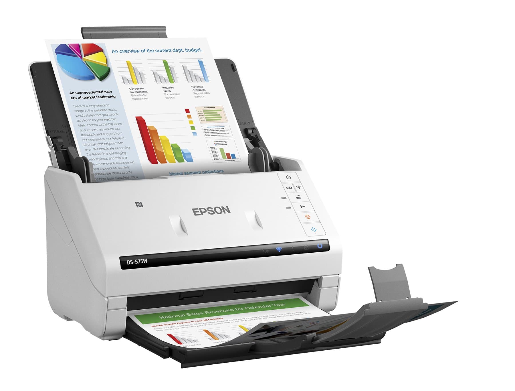 Epson DS-575W Wireless Document Scanner: 35ppm, Twain & ISIS Drivers, 3-Year Warranty with Next Business Day Replacement