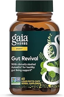 Gut Revival - Herbal Supplement to Support Healthy Gut Lining* - Made with AstraGin, Gotu Kola, Jujube & More - Free from Dairy, Soy & Gluten - 60 Vegan Liquid Phyto-Caps (60 Servings)