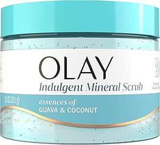 Olay Body Indulgent Mineral Scrub, Skin Exfoliating & Massaging Pearls, Nourishing Soft & Gentle Formula, Renewing BHA, Vitamin B3 Complex, Luxurious Fragrances, Coconut & Guava Scent, 11 oz