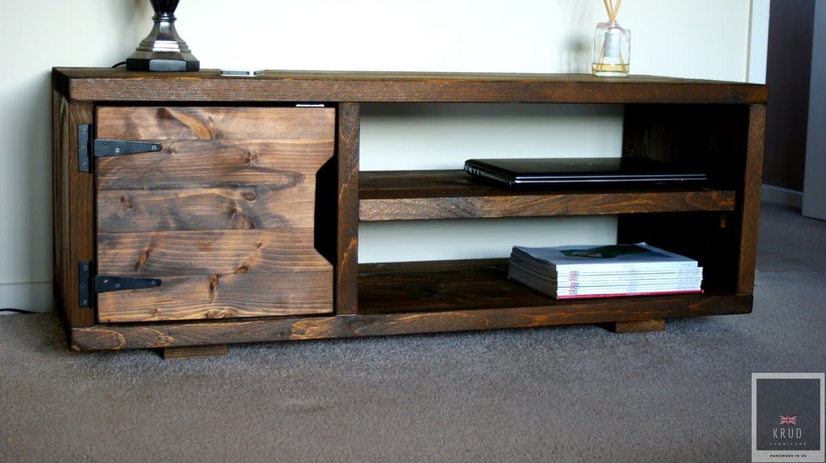 KRUDK23~Dark Teak - 120cm ~Retro TV Stand~Handmade~Solid Wood~Scaffold Style~24 Colours~Industrial~Chunky~Rustic~Country~TV Stand~Cabinet