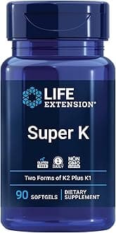 Super K – Vitamin K1 and Two Forms of K2 for Bone, Heart, and Arterial Health - Gluten-Free, Once Daily, Non-GMO - 90 Count (Pack of 1)