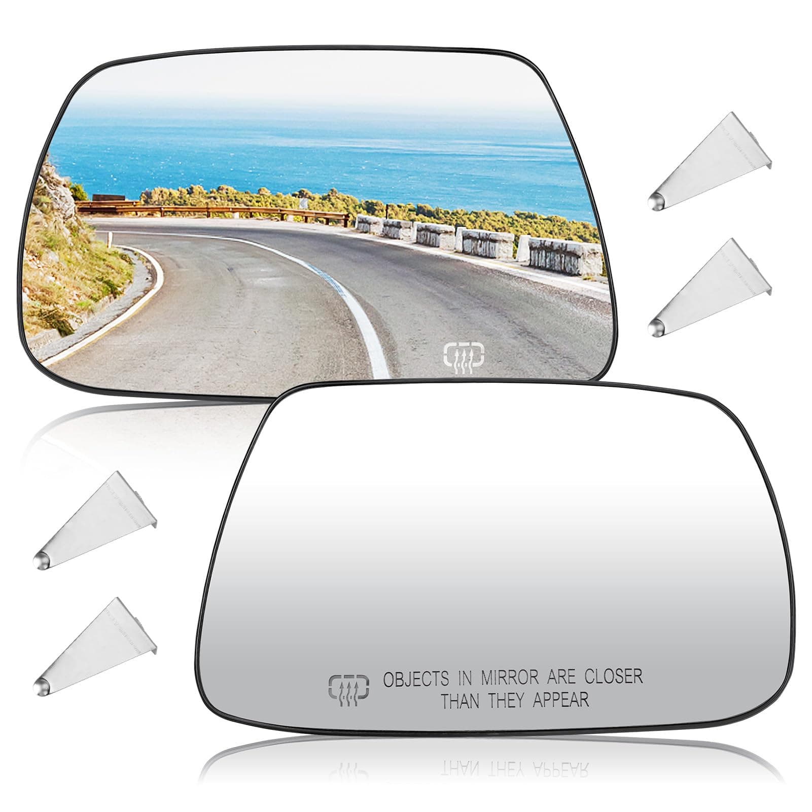 Left & Right Side Heated Mirror Glass Fits for Jeep Grand Cherokee 2005 2006 2007 2008 2009 2010 Replacement for 5142875AA 5142874AA