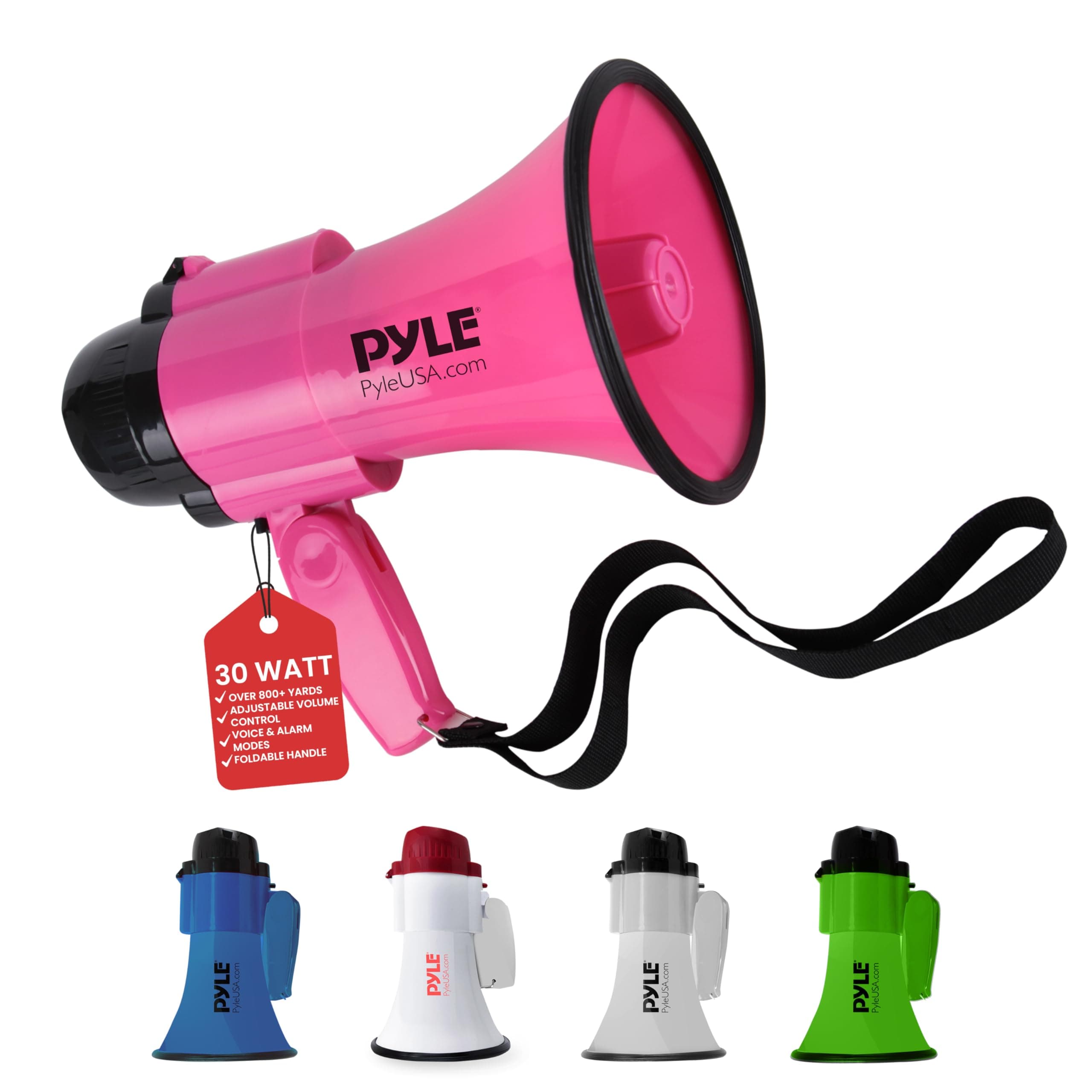 Pylepro Compact & Portable Megaphone Speaker with Siren Alarm Mode Adjustable Volume, Battery Operated Pmp34Pk