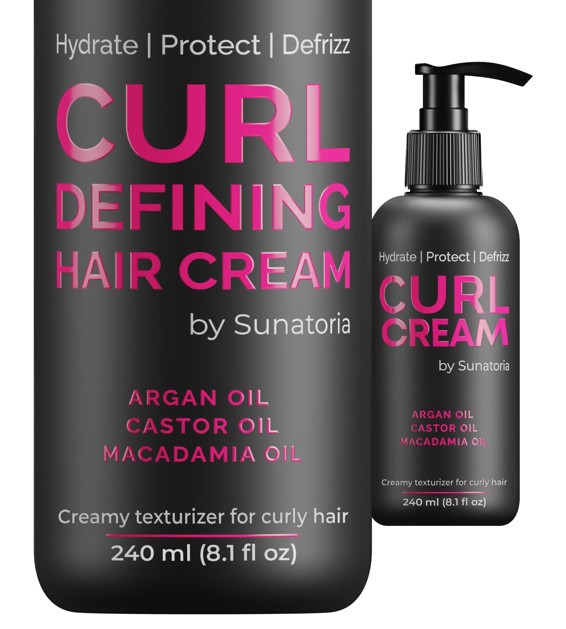 Curl Cream – Lightweight Leave-In Curl Defining Cream for Curly & Wavy Hair, Anti-Frizz Moisturizer and Curl Activator Texturizer with Macadamia and Argan Oil, 8.1 fl oz