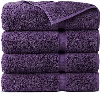 100% Turkish Cotton Towel Set (Plum, Bath Towels - Set of 4)