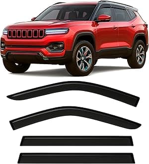 2022-2026 Tape-On Rain Guards for Jeep Grand Cherokee Side Window Visor Deflectors Laredo Altitude Limited Trailhawk Overland Summit Reserve Durable Tinted Shades 2023 2024 2025