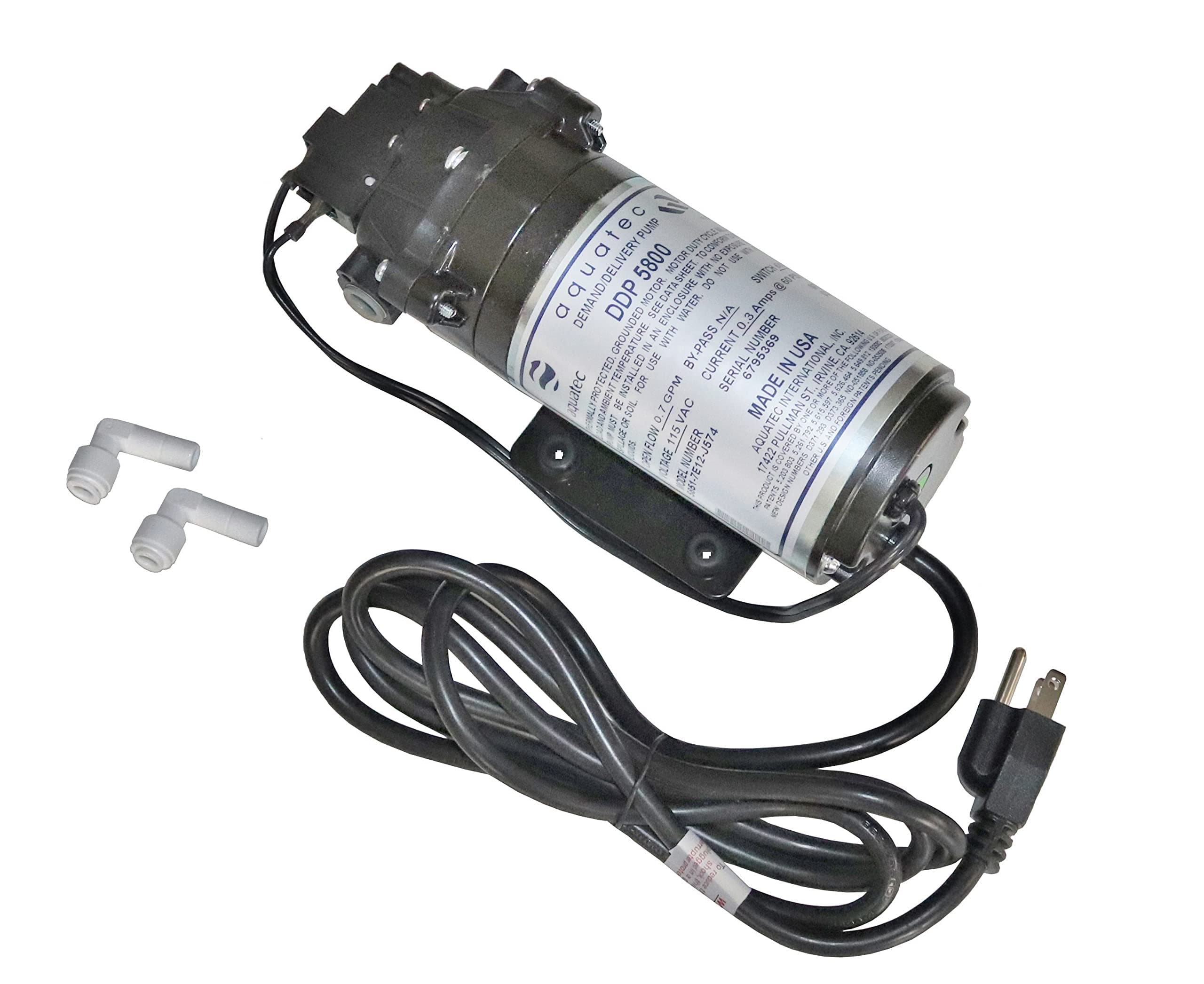 Aquatec 5851-7E12-J574 0.7 Gpm 60 Psi 3/8 Inch Jg 115V Delivery/Demand Pump with Cable