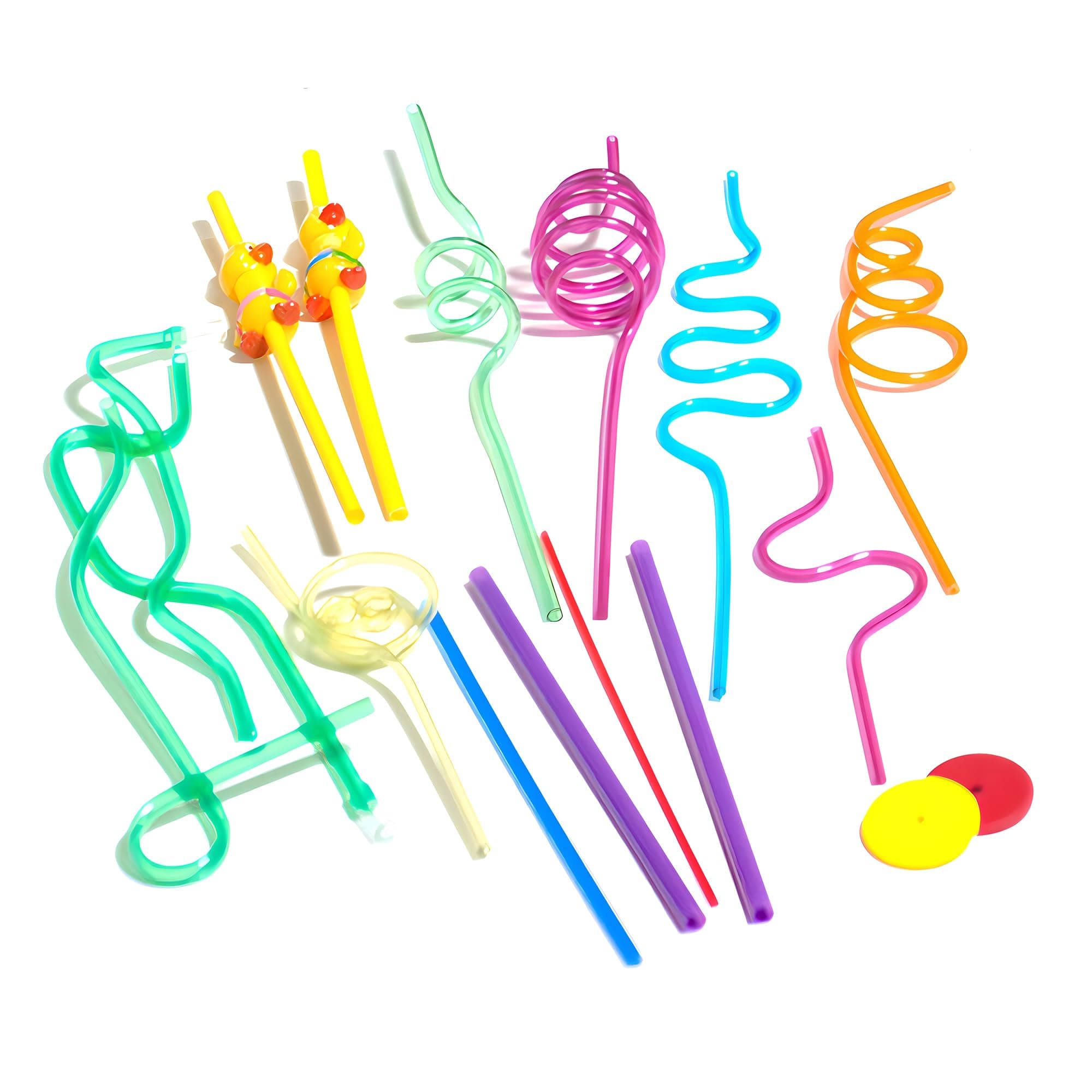 Premium Drinking Crazy Straws - Fun Drinking Straws Silly Colorful Drinking Straws Crazy Straws For Kids Colorful Reusable Swirly Twisty Loop Straws For Party - 17pack