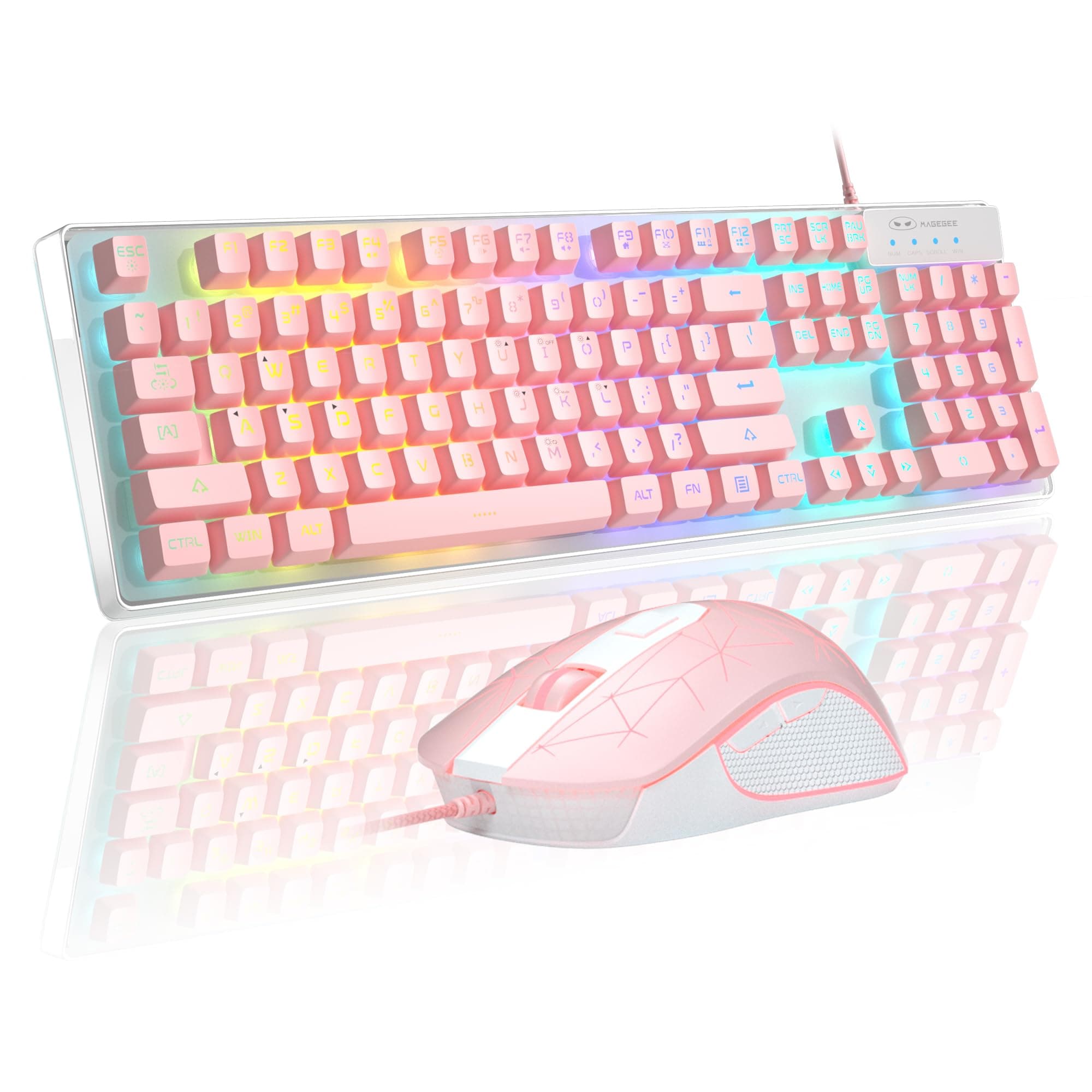 MageGee Gaming Keyboard and Mouse Combo, K1 7 Colors LED Backlit Keyboard with 104 Keys Computer PC Gaming Keyboard for PC/Laptop