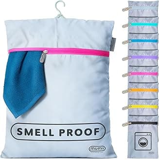 MUMI Travel Laundry Bag – Moisture & Smell-Proof Clothes Bag with Folding Hanger & Outer Pouch | Large Laundry Storage Bag for Suitcase, Gym & Packing | Dirty Clothes Organizer (Pink)