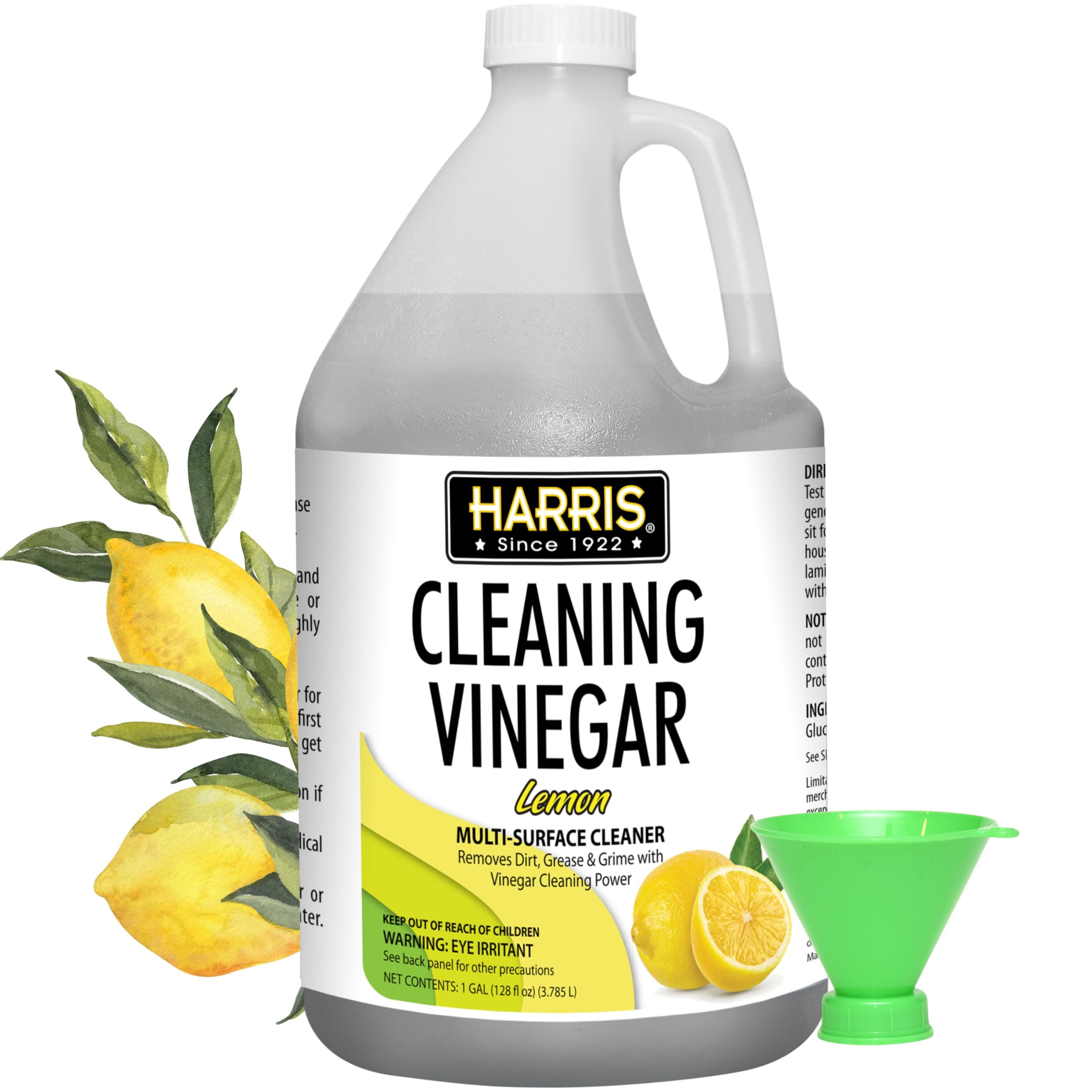 - HARRIS Cleaning Vinegar All Purpose Household Multi-Surface Cleaner, 128oz (Lemon) with Easy Pour Funnel Included