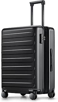 NINETYGO Carry On Luggage 22x14x9 Airline Approved, 20 Inch Luggage with Smooth Spinner Wheels, Expandable, Hard Shell PC Suitcase, Lightweight Travel Luggage, TSA Approved (Black, Rhine Max)