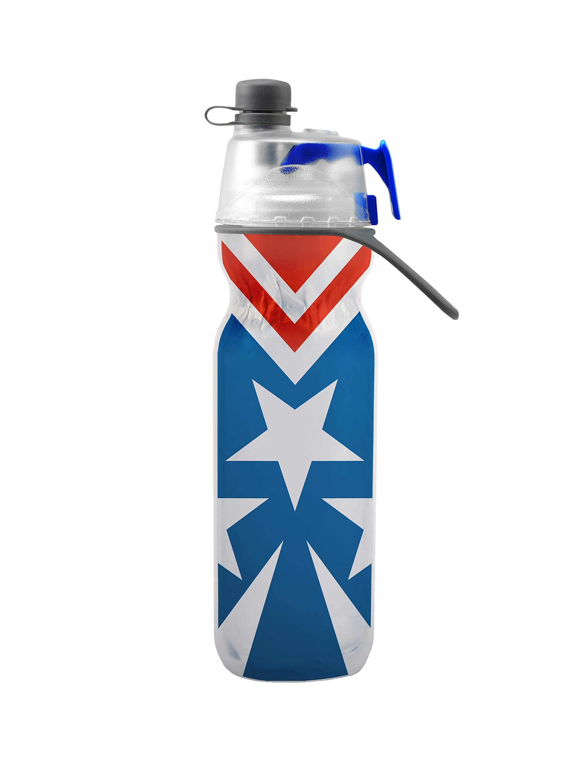 O2COOLMist 'N Sip Misting Water Bottle 2-in-1 Mist And Sip Function With No Leak Pull Top Spout (Patriotic)